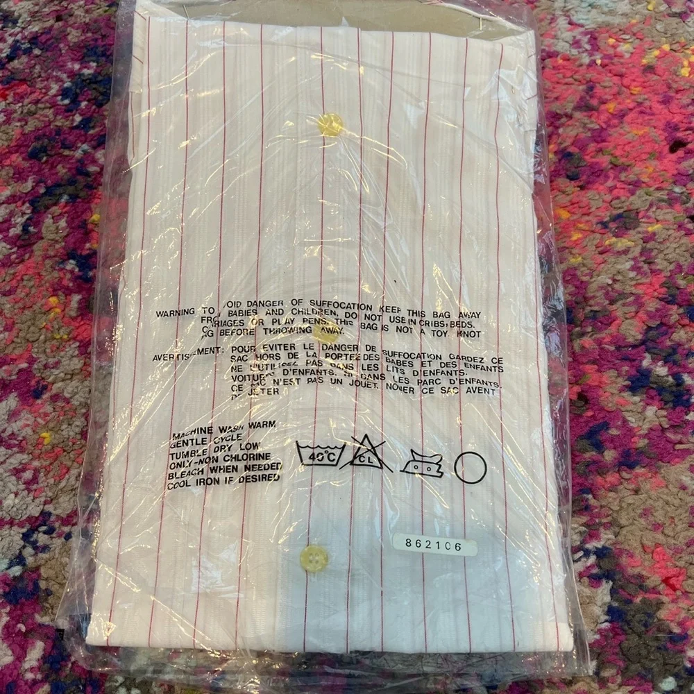 Christian Dior Juene Homme Men's White Dress Shirt with Pink Pinstripes 16 NWT - Picture 5 of 6